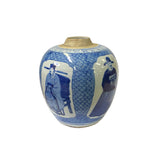 Oriental Handpaint Officers Small Blue White Porcelain Ginger Jar ws2328S