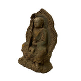 Chinese Rustic Wood Sitting Ksitigarbha Bodhisattva Buddha Statue ws2058S