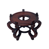 Chinese Brown Wood Round Table Top Stand Display Easel 10" ws2170S