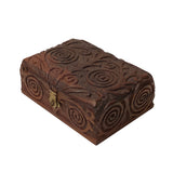 Brown Dimensional Relief Scroll Motif Rectangular Storage Box Chest ws2091S