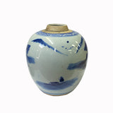 Oriental Handpaint House Tree Small Blue White Porcelain Ginger Jar ws2315S