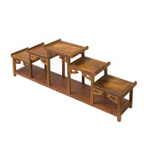 Brown Wood Bridge Step Shape Table Top Curio Display Easel Stand ws2683S