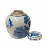 Chinese Oriental Small Blue White Porcelain Kirin Kid Ginger Jar ws1865S