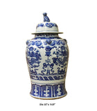 Chinese Blue & White Double Dragon Theme Porcelain Large General Jar cs3593S