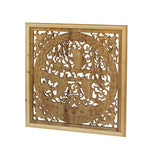 Chinese rectangular fish wood carved wall panel 