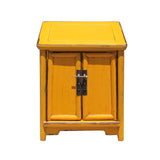 Chinese Rustic Distressed Yellow A Shape End Table Nightstand cs5710S