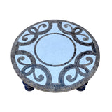 Vintage Estate Round Ribbon Cross Pattern Marble Top Coffee Table cs6081S