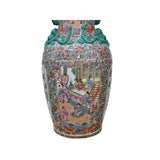 Chinese Hand Made Pink Turquoise House People Scenery Graphic Vase ws2168S