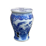 Chinese Blue & White Porcelain Flower Birds Large Round Stool Table cs7377S