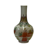 Chinese Distressed Off White Crackle Color Graphic Small Vase ws2960S