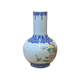 Chinese Oriental Off White Porcelain Birds Graphic Scenery Vase ws2721S