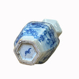 Chinese Blue White Porcelain Hexagon People Graphic Small Vase ws2036S