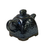 Chinese Jianye Clay Silver Black Glaze Decor Teapot Display Art ws2671S