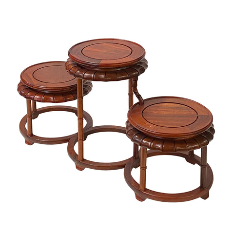 Brown Wood Bridge Step Round Table Top Curio Display Easel Stand ws285 –  Golden Lotus Antiques