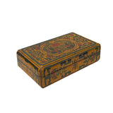 Chinese Distressed Yellow Phoenix Graphic Rectangular Shape Box ws1993S