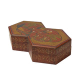 Chinese Distressed Brown People Graphic Rectangular Decagon Shape Box ws2333S