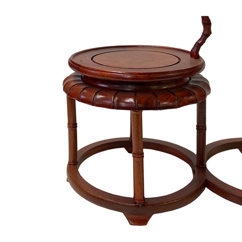 Brown Wood Bridge Step Round Table Top Curio Display Easel Stand ws285 –  Golden Lotus Antiques