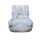 Chinese Oriental Distressed White Marble Stone Carved Sitting Buddha cs7196S