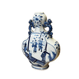 Chinese Blue White Porcelain People Theme Flower Shape Vase ws2863S