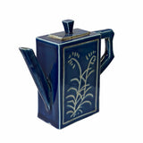 Navy Blue Porcelain White Flower Pattern Teapot Shape Display ws2358S