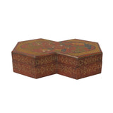 Chinese Distressed Brown People Graphic Rectangular Decagon Shape Box ws2333S