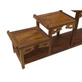 Brown Wood Bridge Step Shape Table Top Curio Display Easel Stand ws2683S