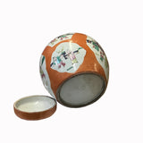 Oriental Orange Base Scenery Graphic Porcelain Round Jar ws2561S