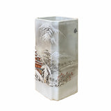 Chinese Off White Porcelain Snow Scenery Square Shape Vase ws2353S