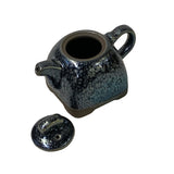 Chinese Jianye Clay Silver Black Glaze Decor Teapot Display Art ws2671S