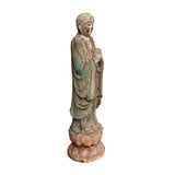 Chinese Rustic Wood Standing Praying Lohon Monk Statue ws2699S