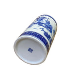 Chinese Oriental Blue White Column Porcelain Scenery Graphic Vase ws2806S