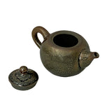 Chinese Jianye Clay Metallic Bronze Black Glaze Decor Teapot Display Art ws2670S