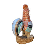 Multi - Color Glaze Ceramic Rooster Fengshui Deco Figure ws1612S