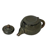 Chinese Jianye Clay Metallic Bronze Black Glaze Decor Teapot Display Art ws2670S