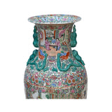 Chinese Hand Made Pink Turquoise House People Scenery Graphic Vase ws2168S