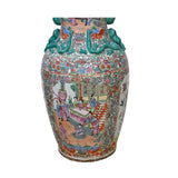 Chinese Hand Made Pink Turquoise House People Scenery Graphic Vase ws2168S