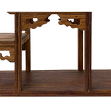 Brown Wood Bridge Step Shape Table Top Curio Display Easel Stand ws2683S