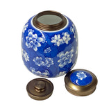 Oriental Handmade Blue White Porcelain Metal Lid Container Urn ws1711S