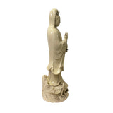 Oriental Vintage Finish Off White Ivory Color Porcelain Kwan Yin Statue ws1454S