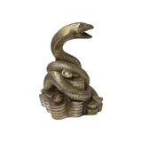 Chinese Oriental Silver Pewter Color Metal Fengshui Snake Ingot Figure ws1459S