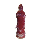 Chinese Handmade Ceramic Standing Purple Red Kwan Yin Statue ws409S