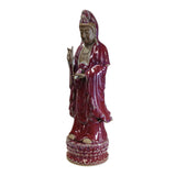 Chinese Handmade Ceramic Standing Purple Red Kwan Yin Statue ws409S